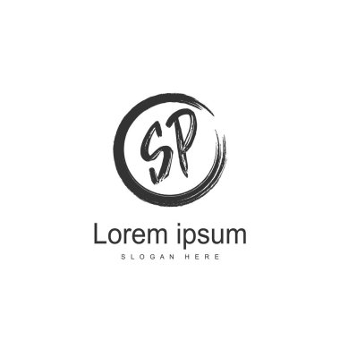 İlk harf Sp Logo şablonu. Minimalist mektup logo tasarımı