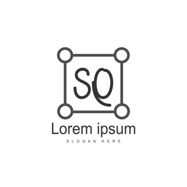 İlk harf Sq Logo şablonu. Minimalist mektup logo tasarımı