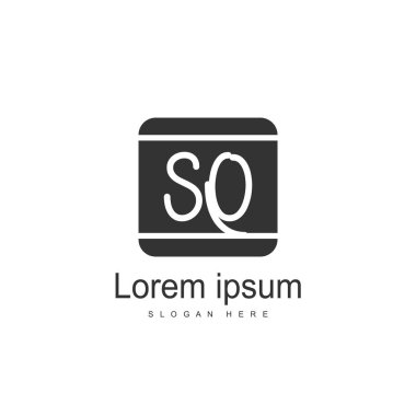 İlk harf Sq Logo şablonu. Minimalist mektup logo tasarımı