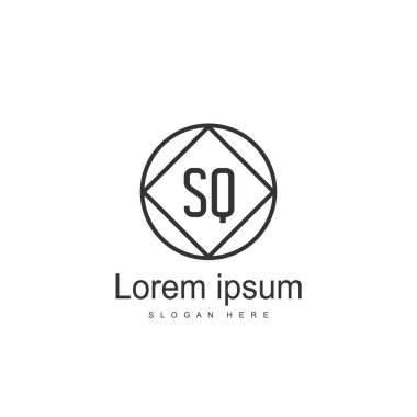 İlk harf Sq Logo şablonu. Minimalist mektup logo tasarımı
