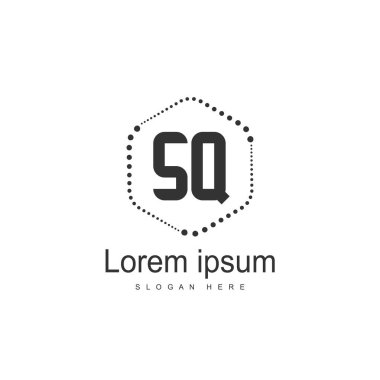 İlk harf Sq Logo şablonu. Minimalist mektup logo tasarımı