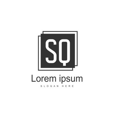 İlk harf Sq Logo şablonu. Minimalist mektup logo tasarımı