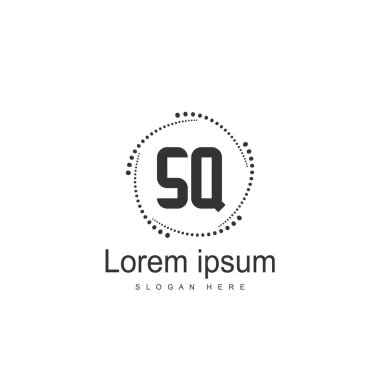 İlk harf Sq Logo şablonu. Minimalist mektup logo tasarımı