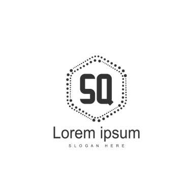 İlk harf Sq Logo şablonu. Minimalist mektup logo tasarımı