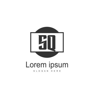 İlk harf Sq Logo şablonu. Minimalist mektup logo tasarımı