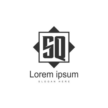 İlk harf Sq Logo şablonu. Minimalist mektup logo tasarımı