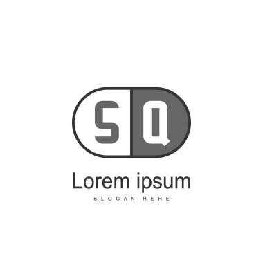İlk harf Sq Logo şablonu. Minimalist mektup logo tasarımı
