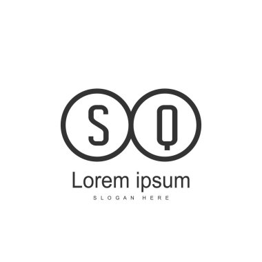 İlk harf Sq Logo şablonu. Minimalist mektup logo tasarımı