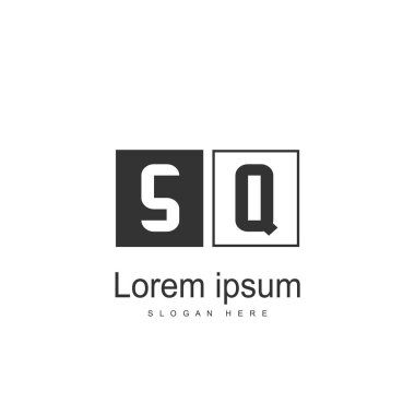 İlk harf Sq Logo şablonu. Minimalist mektup logo tasarımı