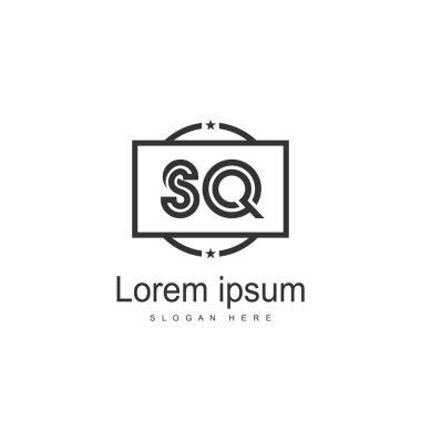 İlk harf Sq Logo şablonu. Minimalist mektup logo tasarımı