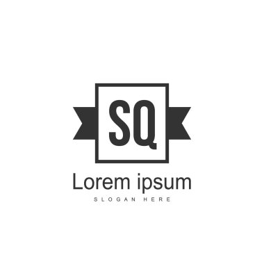 İlk harf Sq Logo şablonu. Minimalist mektup logo tasarımı