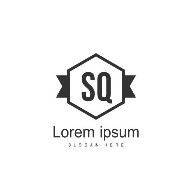 İlk harf Sq Logo şablonu. Minimalist mektup logo tasarımı