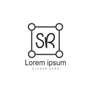 İlk harf Sr Logo şablonu. Minimalist mektup logo tasarımı