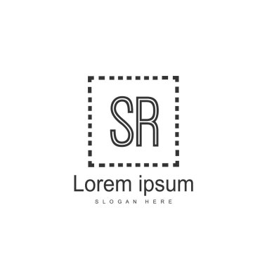 İlk harf Sr Logo şablonu. Minimalist mektup logo tasarımı