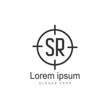 İlk harf Sr Logo şablonu. Minimalist mektup logo tasarımı