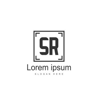 İlk harf Sr Logo şablonu. Minimalist mektup logo tasarımı