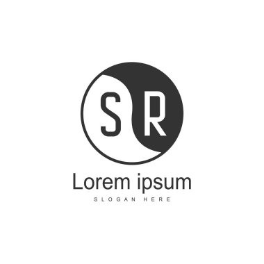 İlk harf Sr Logo şablonu. Minimalist mektup logo tasarımı