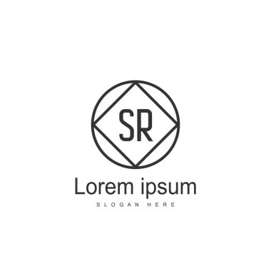 İlk harf Sr Logo şablonu. Minimalist mektup logo tasarımı