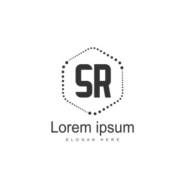 İlk harf Sr Logo şablonu. Minimalist mektup logo tasarımı