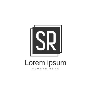 İlk harf Sr Logo şablonu. Minimalist mektup logo tasarımı