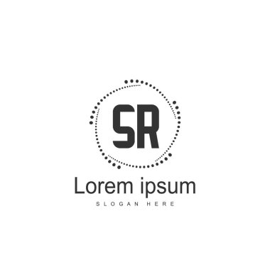 İlk harf Sr Logo şablonu. Minimalist mektup logo tasarımı