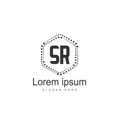 İlk harf Sr Logo şablonu. Minimalist mektup logo tasarımı