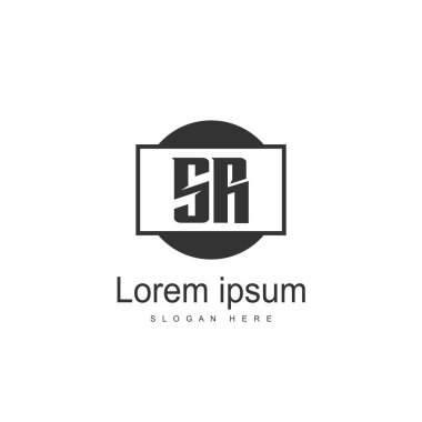 İlk harf Sr Logo şablonu. Minimalist mektup logo tasarımı