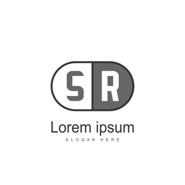 İlk harf Sr Logo şablonu. Minimalist mektup logo tasarımı