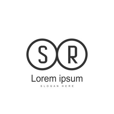 İlk harf Sr Logo şablonu. Minimalist mektup logo tasarımı
