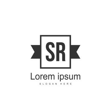 İlk harf Sr Logo şablonu. Minimalist mektup logo tasarımı