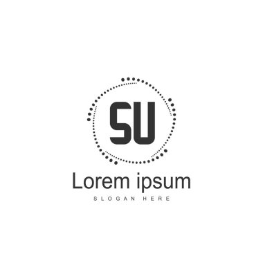 İlk harf Su Logo şablonu. Minimalist mektup logo tasarımı