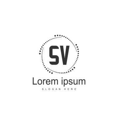 İlk harf Sv Logo şablonu. Minimalist mektup logo tasarımı