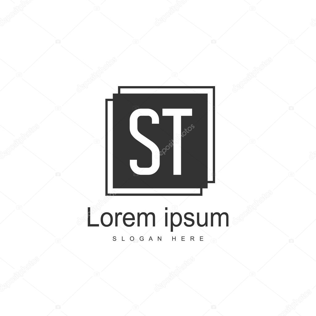 Initial letter ST Logo Template. Minimalist letter logo design