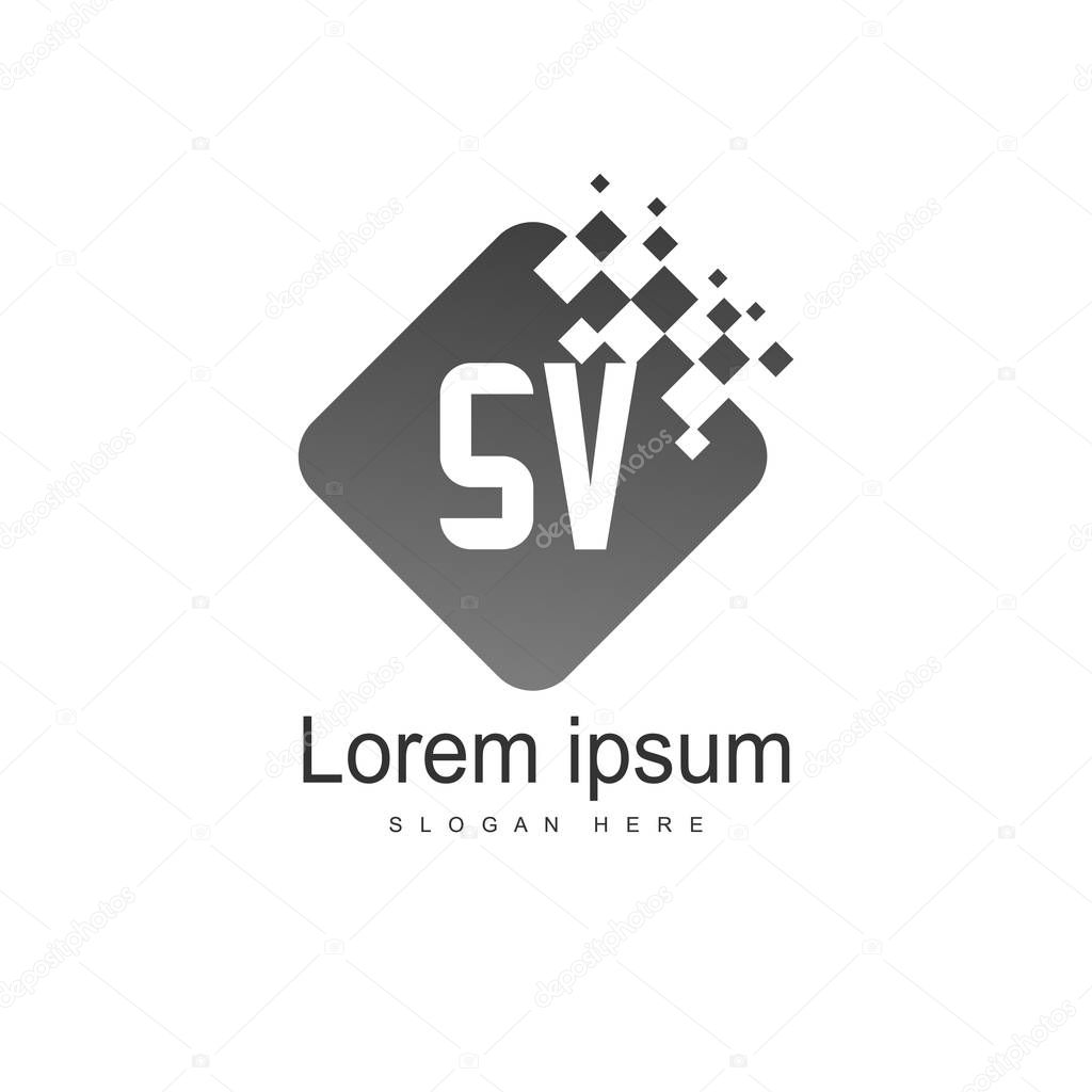 Initial letter SV Logo Template. Minimalist letter logo design