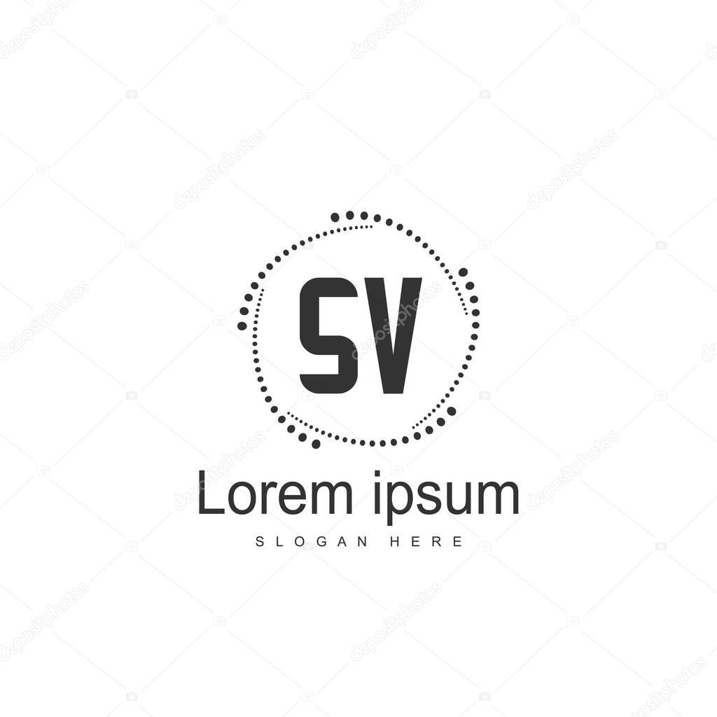 Initial letter SV Logo Template. Minimalist letter logo design