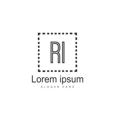 RI Logo tasarım şablonu. İlk harf logo tasarım şablonu