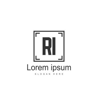 RI Logo tasarım şablonu. İlk harf logo tasarım şablonu