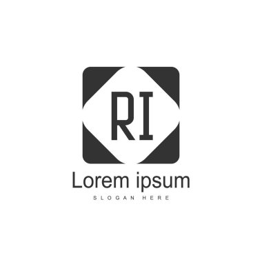 RI Logo tasarım şablonu. İlk harf logo tasarım şablonu