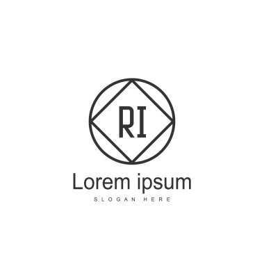 RI Logo tasarım şablonu. İlk harf logo tasarım şablonu