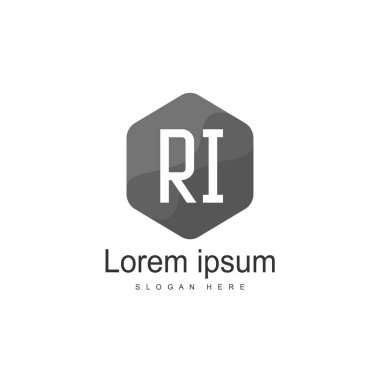 RI Logo tasarım şablonu. İlk harf logo tasarım şablonu