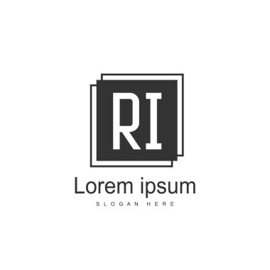 RI Logo tasarım şablonu. İlk harf logo tasarım şablonu