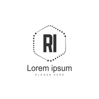 RI Logo tasarım şablonu. İlk harf logo tasarım şablonu