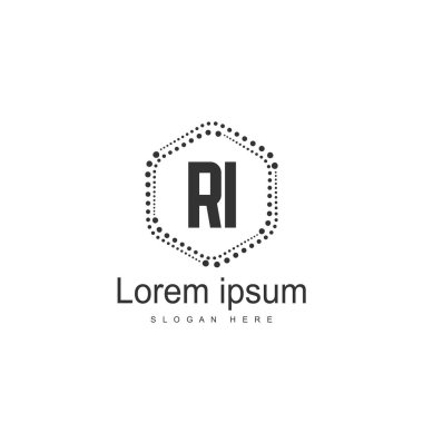RI Logo tasarım şablonu. İlk harf logo tasarım şablonu