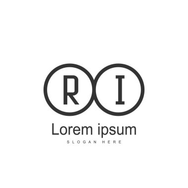 RI Logo tasarım şablonu. İlk harf logo tasarım şablonu