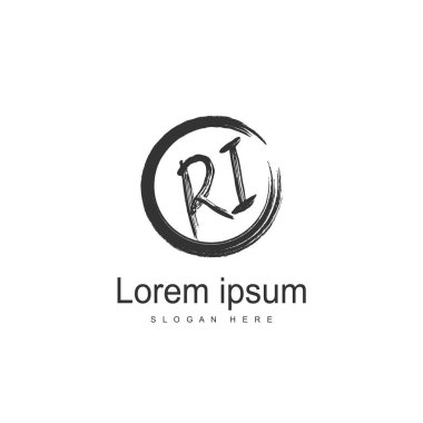 RI Logo tasarım şablonu. İlk harf logo tasarım şablonu
