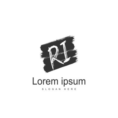 RI Logo tasarım şablonu. İlk harf logo tasarım şablonu