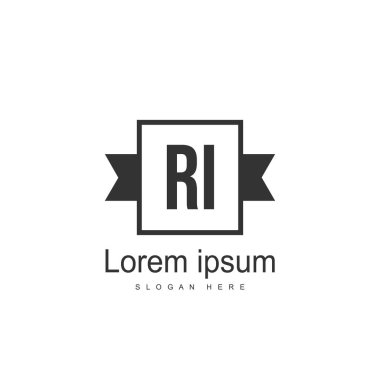 RI Logo tasarım şablonu. İlk harf logo tasarım şablonu