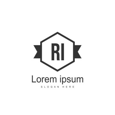 RI Logo tasarım şablonu. İlk harf logo tasarım şablonu