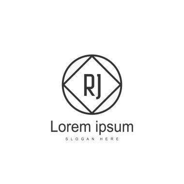 RJ Logo tasarım şablonu. İlk harf logo tasarım şablonu