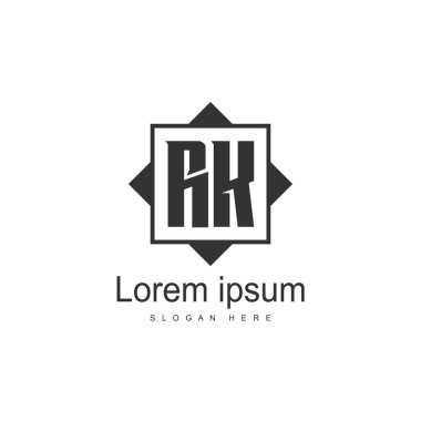 RK Logo tasarım şablonu. İlk harf logo tasarım şablonu
